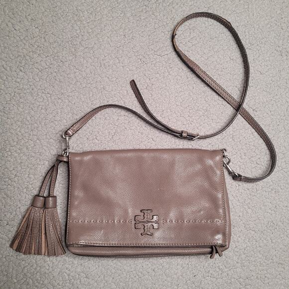 Tory Burch Handbags - Tory Burch Bag Womens Brown Leather Mcgraw Foldover Tassel Crossbody Handbag